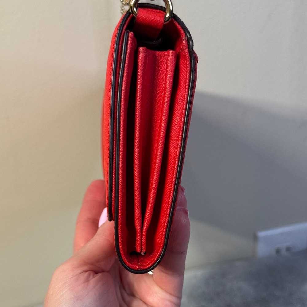 Michael Kors Red Saffiano Leather Wallet on a Chain - Gold Hardware - Picture 10 of 11